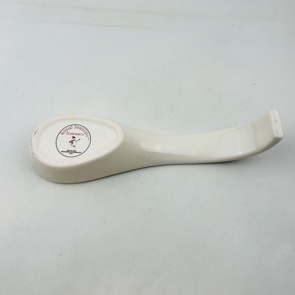 Royal Seasons Snowmen Spoon Rest Red Band Dots‎ Green Trim Stoneware - Picture 6 of 9